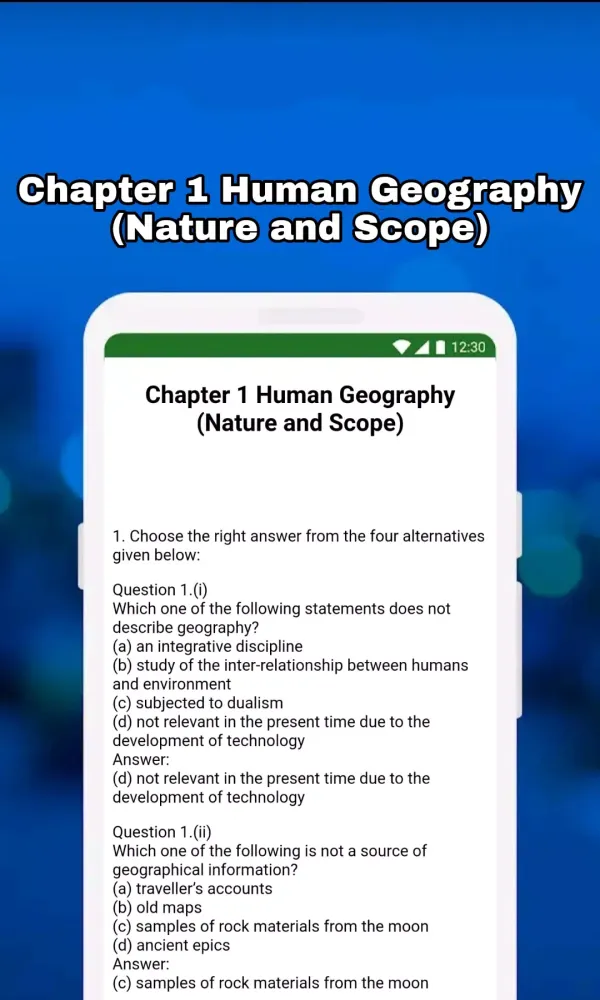 Capturas de tela do Class 12 Geography Notes & MCQ