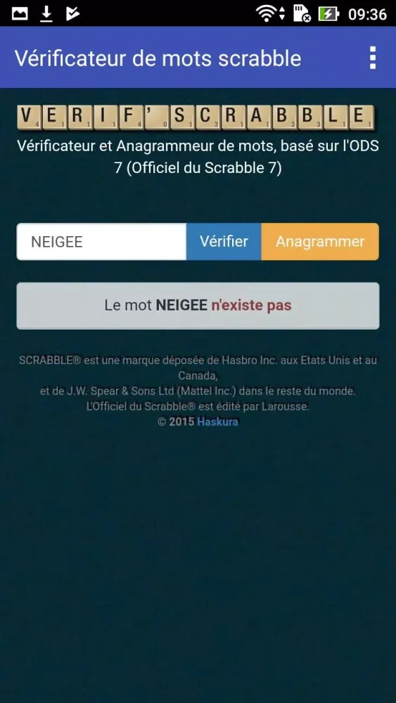 Verificateur anagrammeur scrab 스크린샷