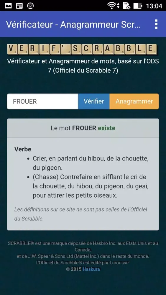 Verificateur anagrammeur scrab 스크린샷