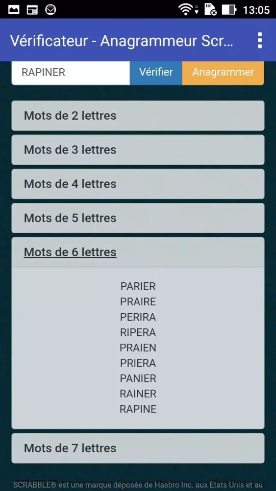 Verificateur anagrammeur scrab 스크린샷