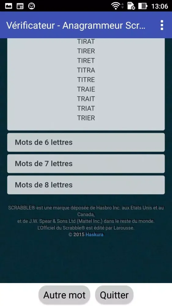 Verificateur anagrammeur scrab 스크린샷