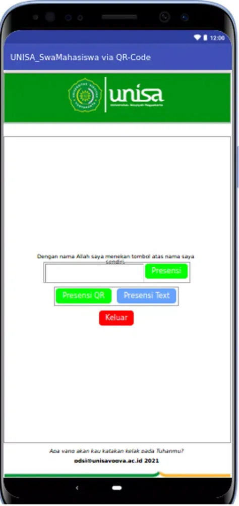 UNISA_SwaMahasiswa_Presensi-QR Screenshots