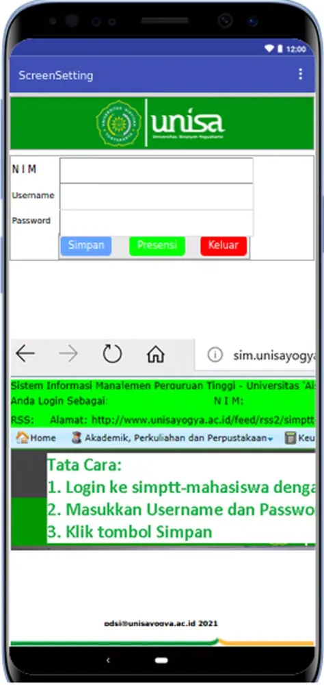 UNISA_SwaMahasiswa_Presensi-QR Screenshots