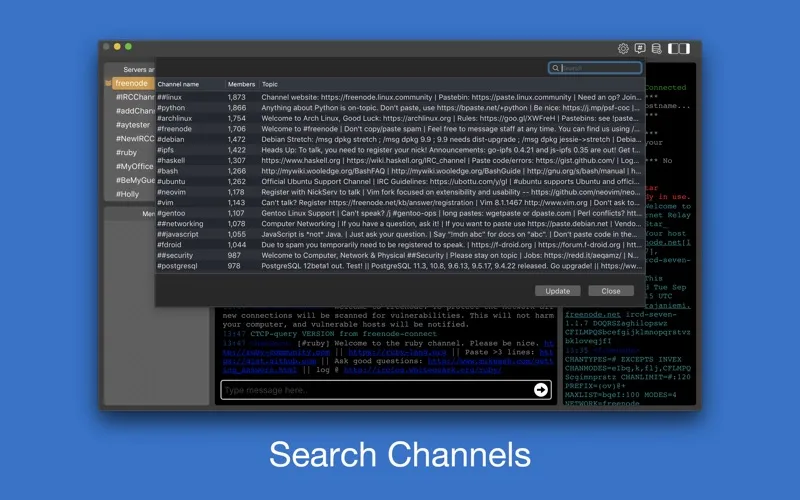 ภาพหน้าจอของ IRC Client: getIRC