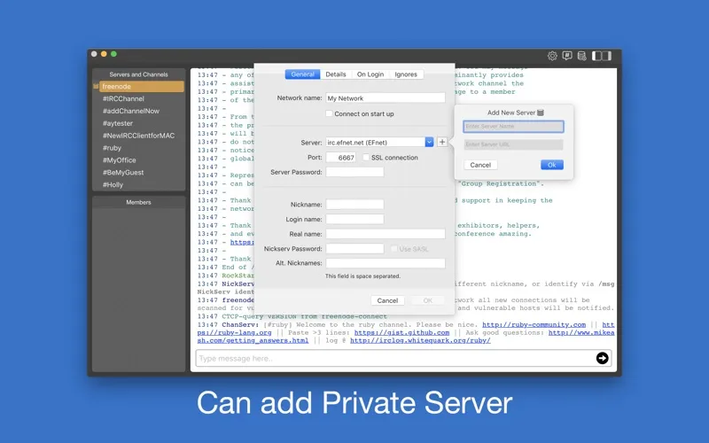 ภาพหน้าจอของ IRC Client: getIRC