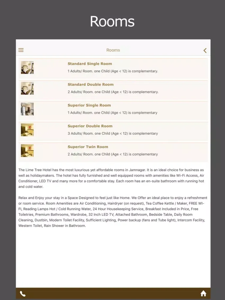 LIME TREE HOTEL iPad  Screenshots