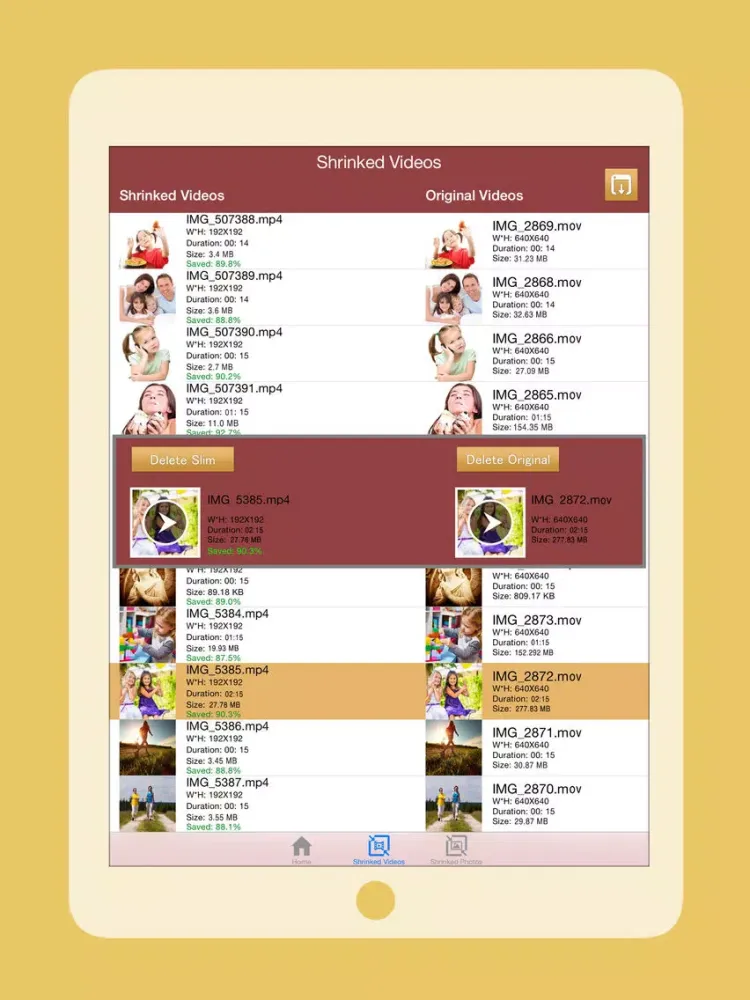 Space Saver to Slim Videos, Trim Movies, Shrink Image file size, save space, memory and remove Duplicate Photos iPad  Ekran Görüntüleri