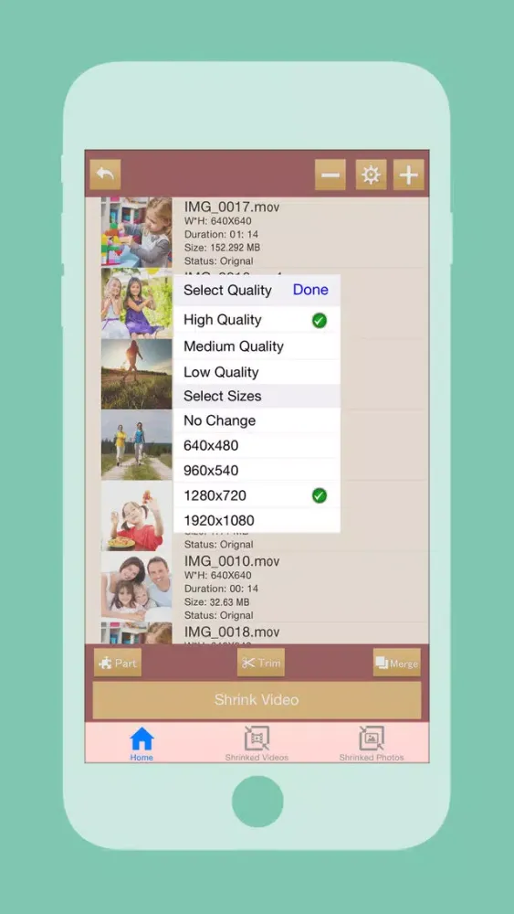 Space Saver to Slim Videos, Trim Movies, Shrink Image file size, save space, memory and remove Duplicate Photos Ekran Görüntüleri