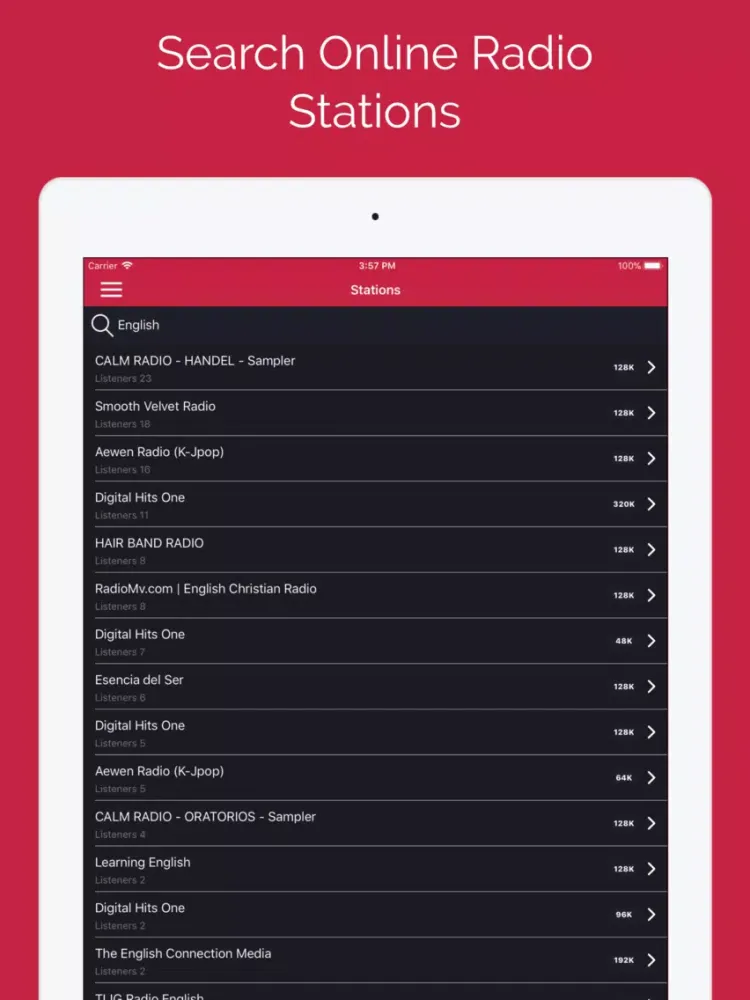 Ảnh chụp màn hình của FMTuner Radio & Music iPad 