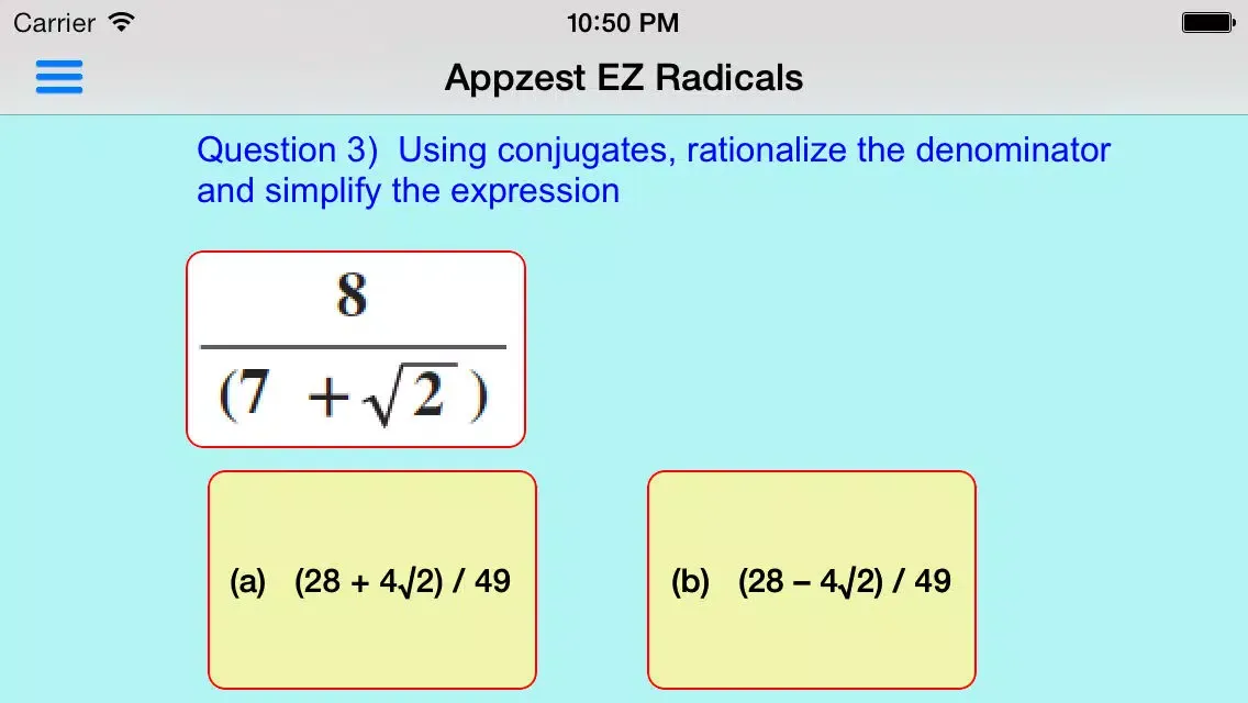 EZ Radicals & Complex Numbers Lite Ekran Görüntüleri