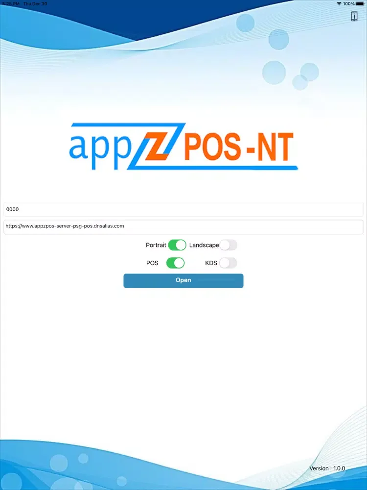 Capturas de tela do APPZPOS-NT iPad 