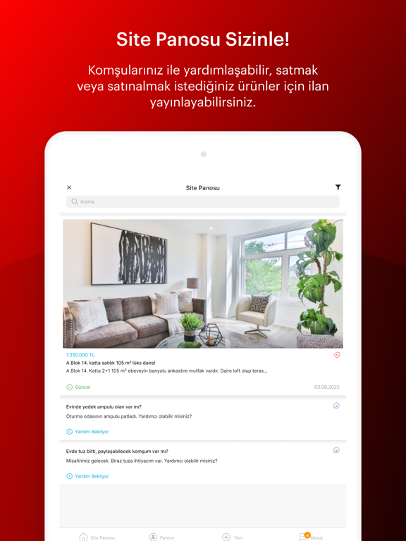 Tangkapan skrin ARTI Yapı Yönetim iPad 