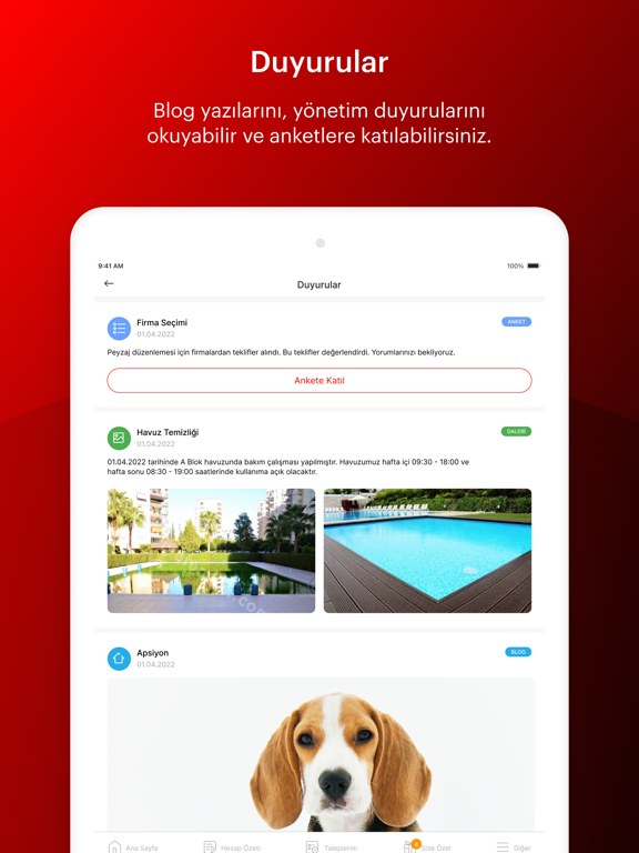 Tangkapan skrin ARTI Yapı Yönetim iPad 