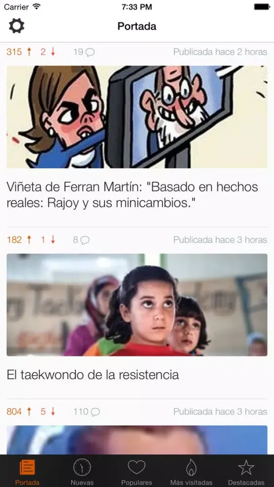 Capturas de pantalla de Menéame noticias