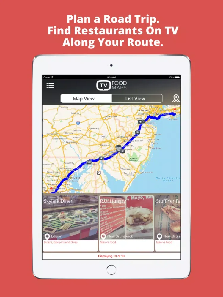 TV Food Maps - Restaurants on TV, Road Trip Planner, Diners, Drive-Ins & Dives, Man vs. Food & More iPad  スクリーンショット
