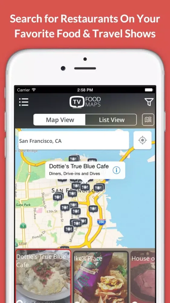 TV Food Maps - Restaurants on TV, Road Trip Planner, Diners, Drive-Ins & Dives, Man vs. Food & More スクリーンショット