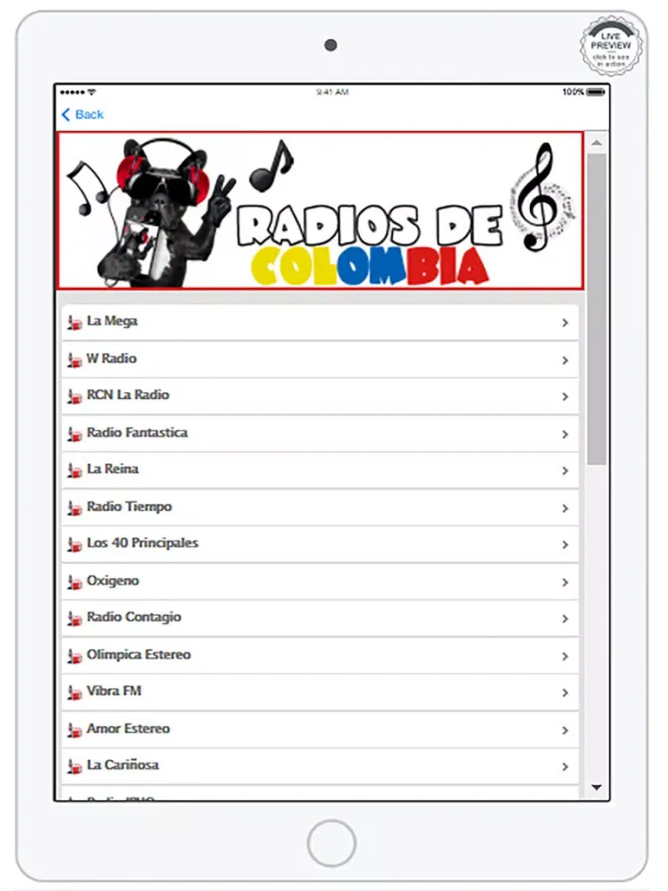 ภาพหน้าจอของ Emisoras de Colombia FM-Radios de Colombia iPad 