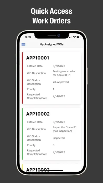 Aptean EAM Mobile Screenshots