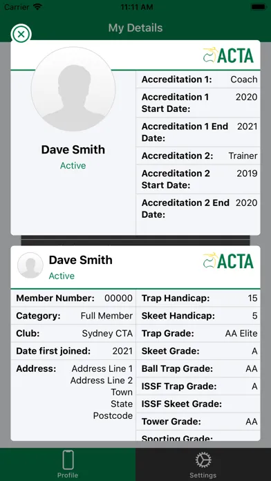 ACTA Member Screenshots