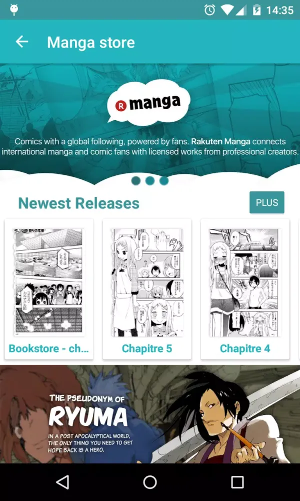 Tangkapan skrin Rakuten Manga Beta (Unreleased)