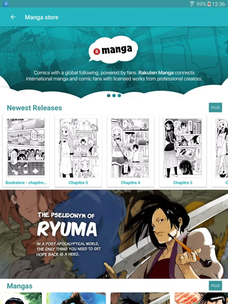 Tangkapan skrin Rakuten Manga Beta (Unreleased)