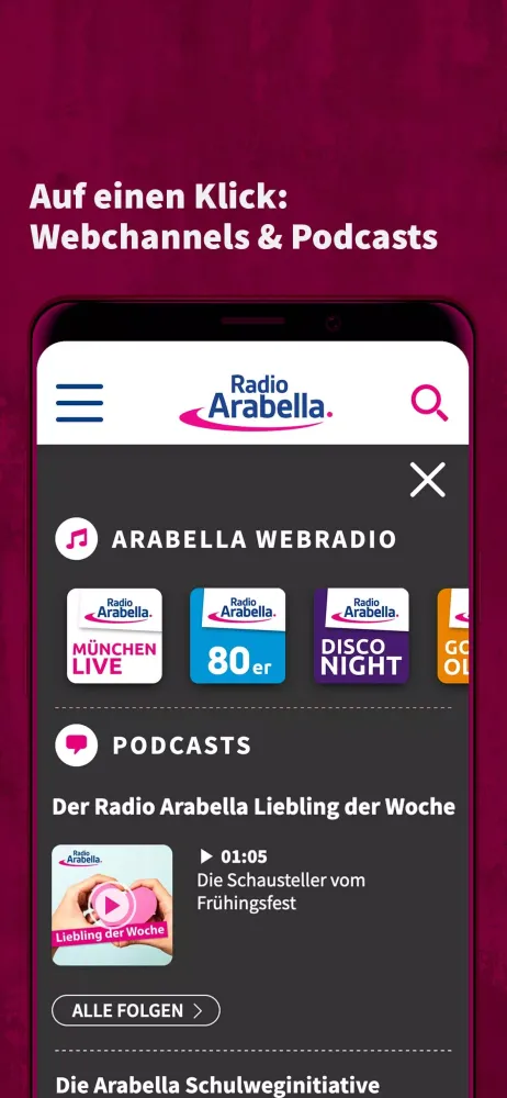 Tangkapan skrin Radio Arabella München