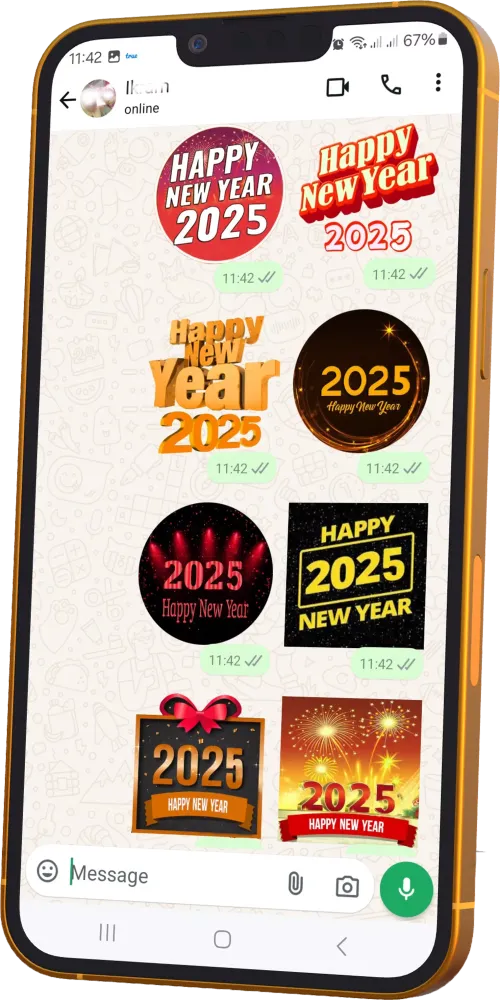 Tangkapan skrin New Year 2025 Wishes Stickers