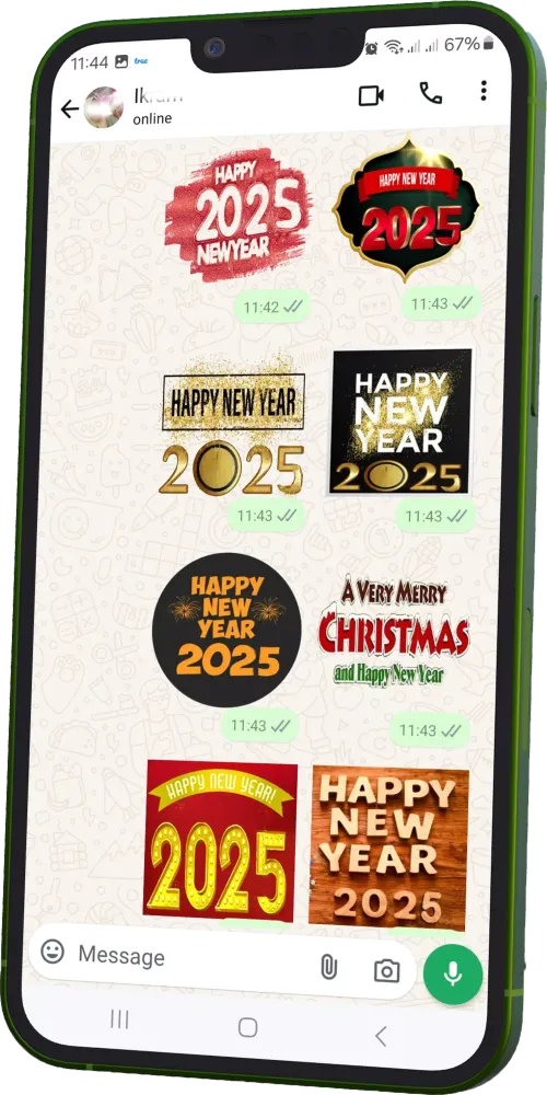 Tangkapan skrin New Year 2025 Wishes Stickers