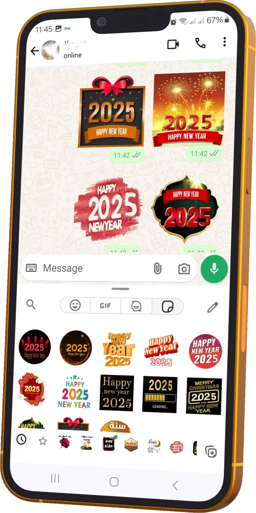 Tangkapan skrin New Year 2025 Wishes Stickers
