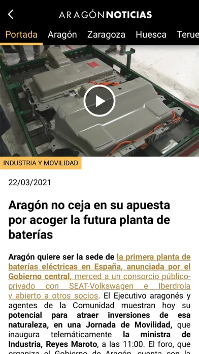 Screenshot di Aragón Noticias