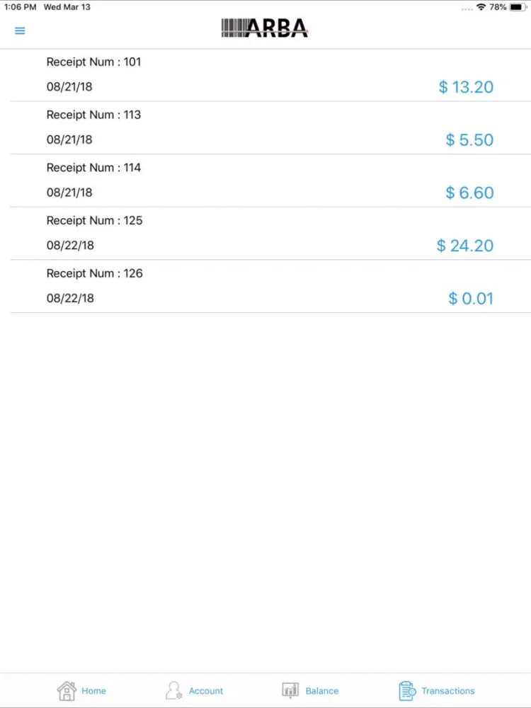 Tangkapan skrin ArbaRapidPay iPad 