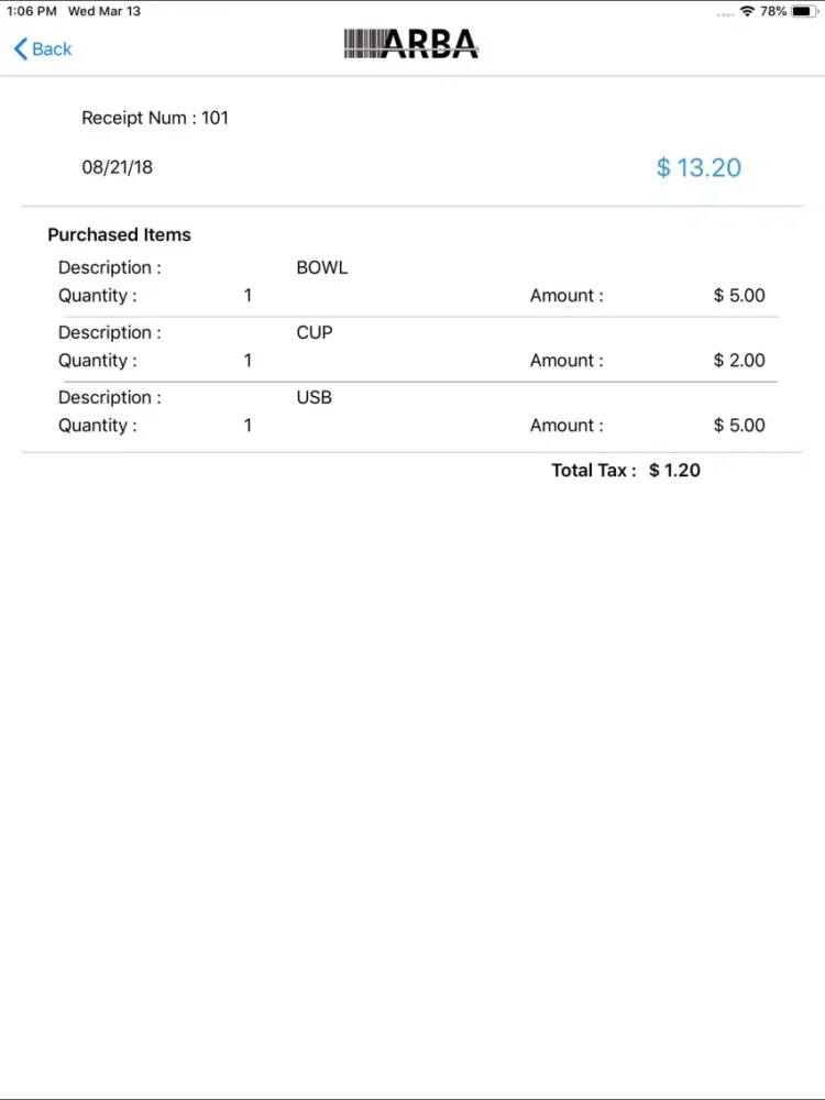 Tangkapan skrin ArbaRapidPay iPad 