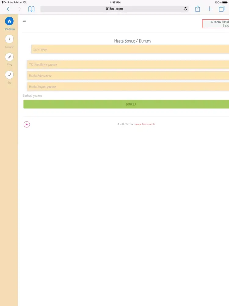 Ảnh chụp màn hình của Adana HSL iPad 