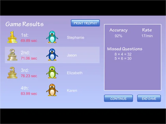 Penguin Jump Multiplication iPad  스크린샷