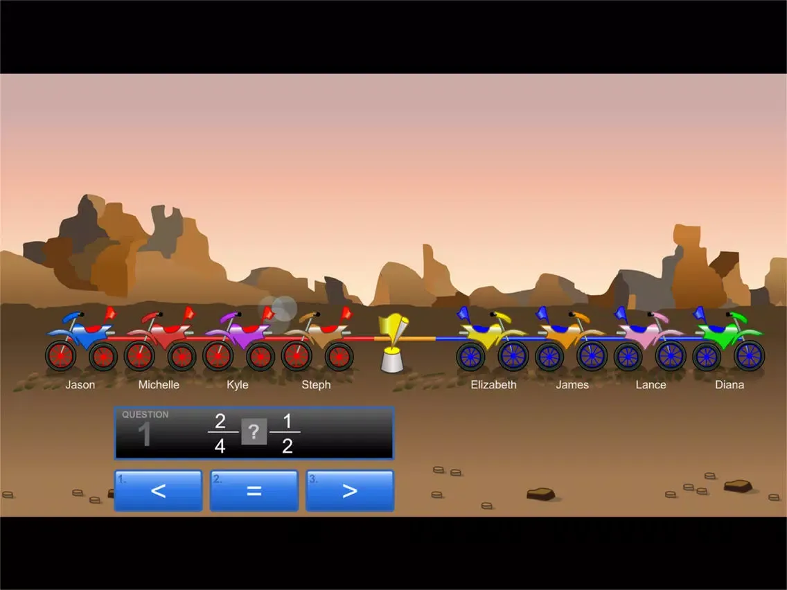 Zrzuty ekranu Dirt Bike Comparing Fractions iPad 