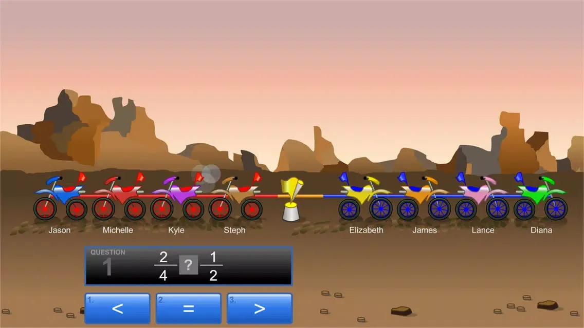 Zrzuty ekranu Dirt Bike Comparing Fractions