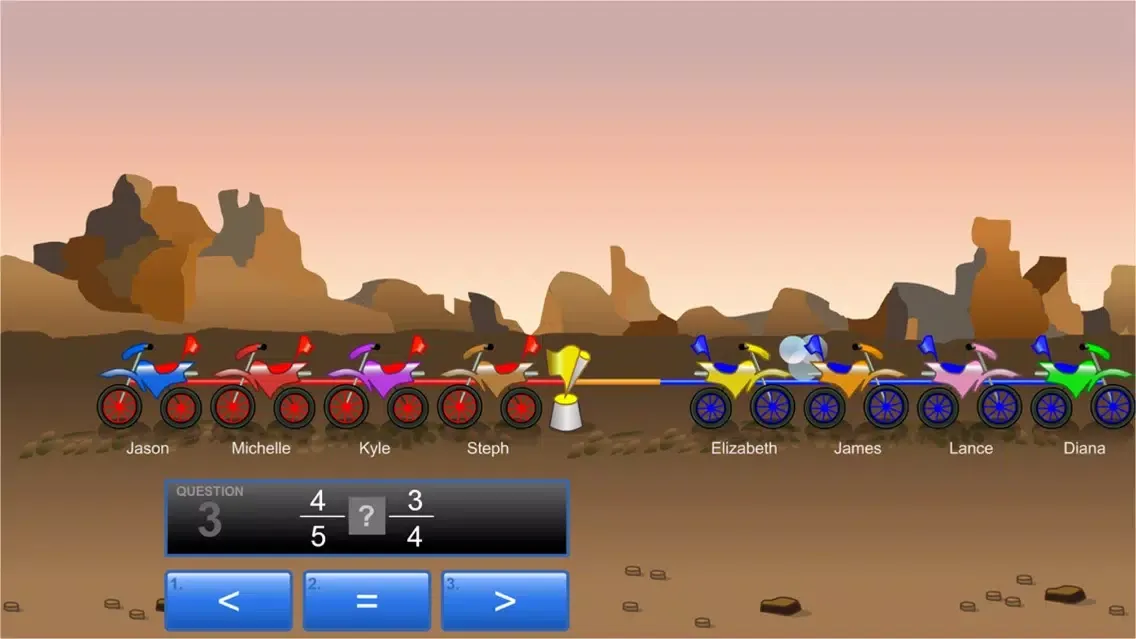 Zrzuty ekranu Dirt Bike Comparing Fractions