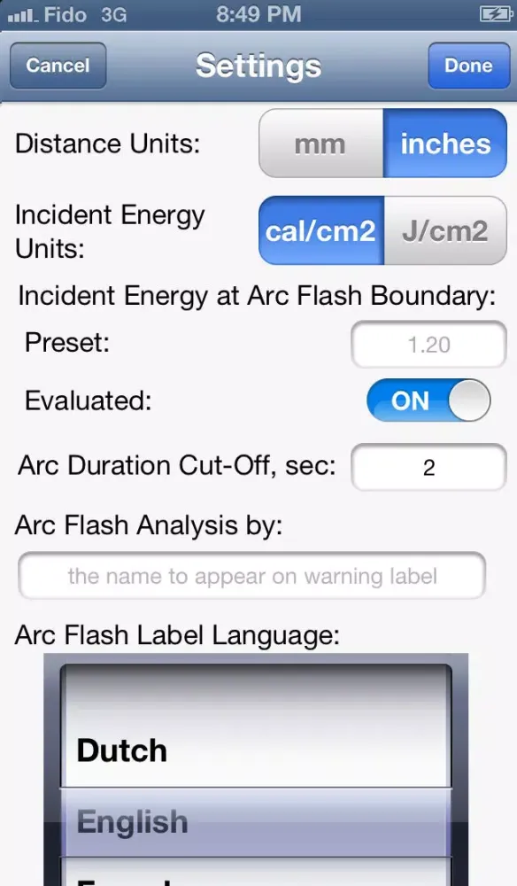 Screenshot di Arc Flash Analytic