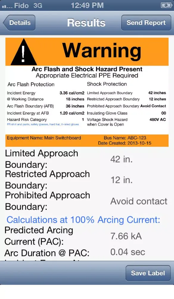 Screenshot di Arc Flash Analytic