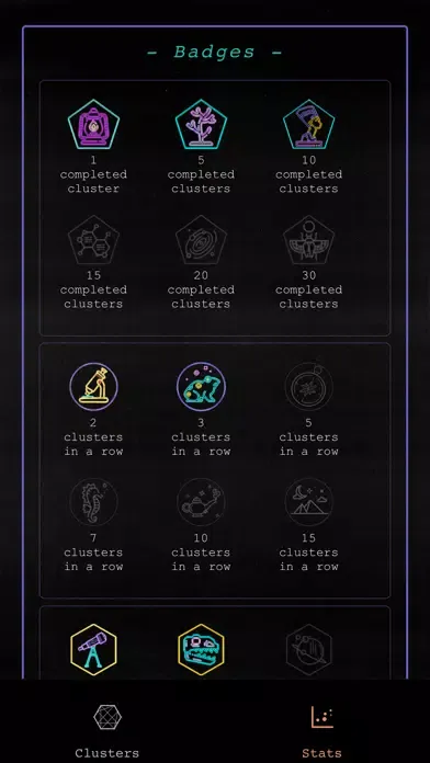 Capturas de tela do Synchronicity Clusters