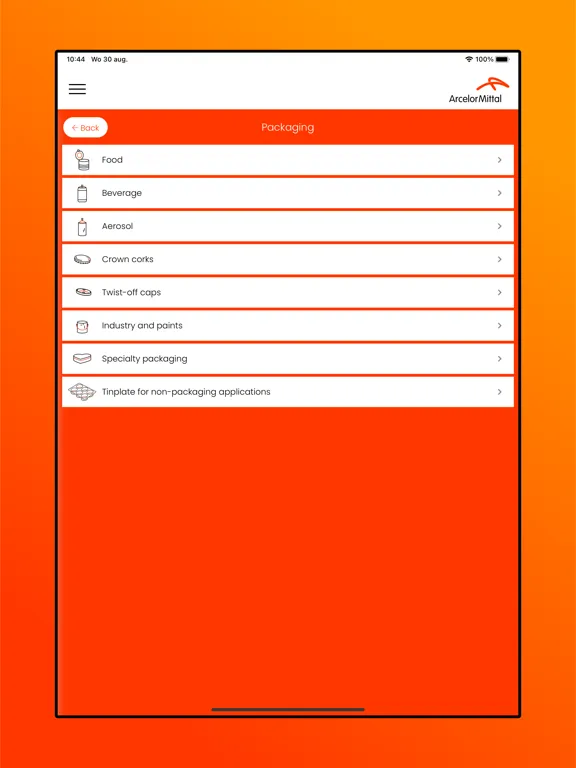 Zrzuty ekranu ArcelorMittal EU Steel Advisor iPad 