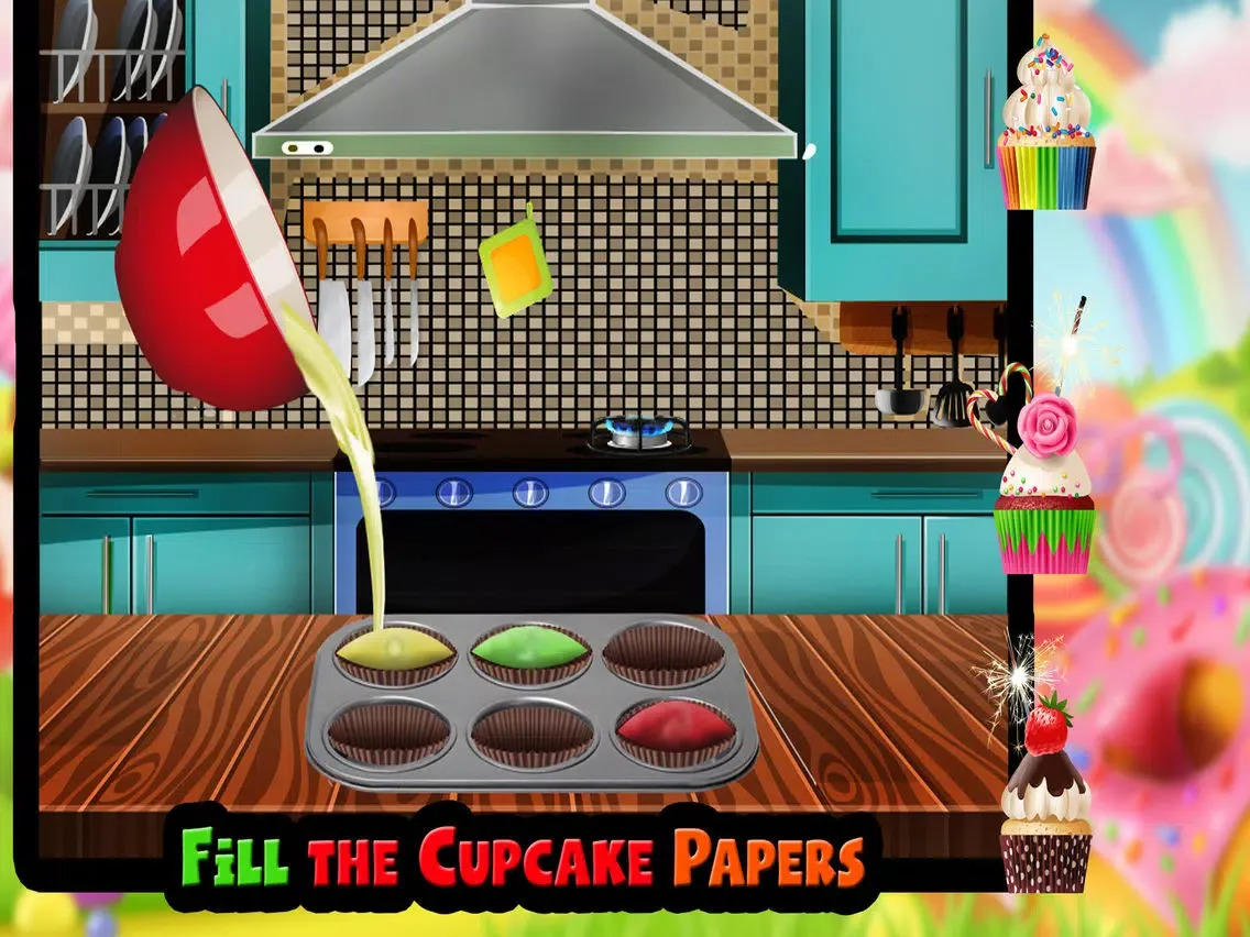 Zrzuty ekranu Rainbow Doll Cupcake Maker Sim iPad 