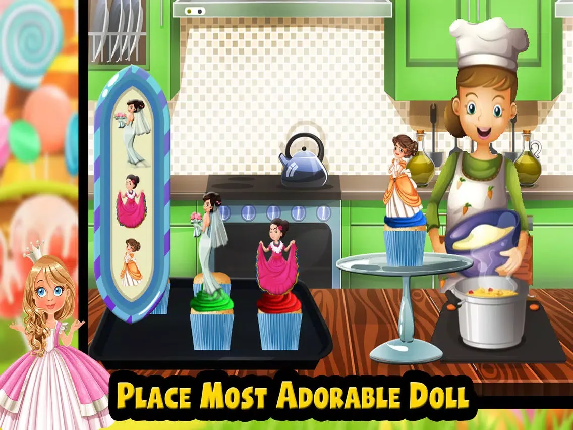 Zrzuty ekranu Rainbow Doll Cupcake Maker Sim iPad 