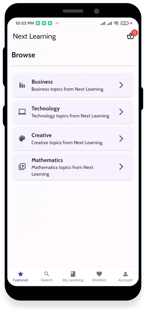 Next Learning Screenshots