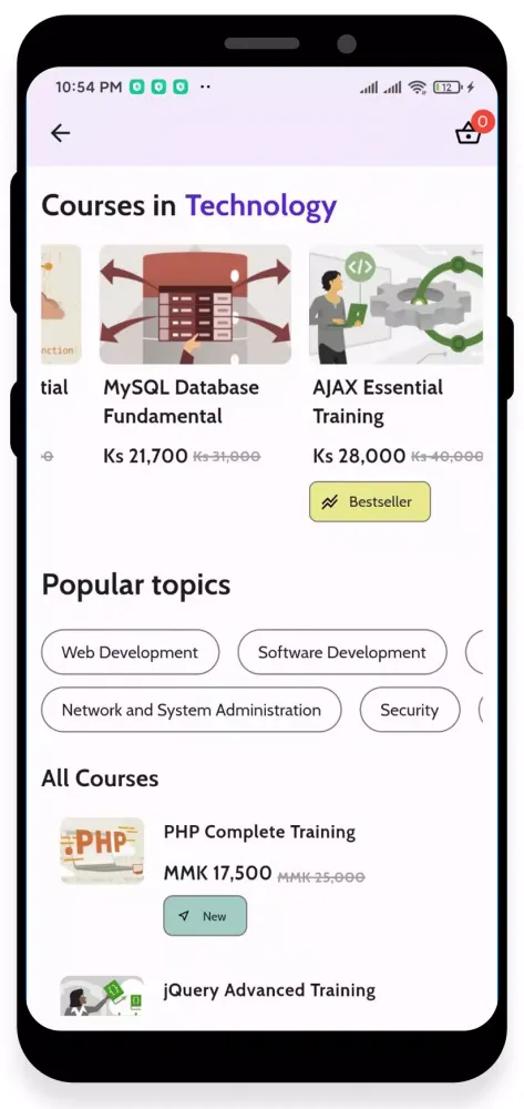 Next Learning Screenshots