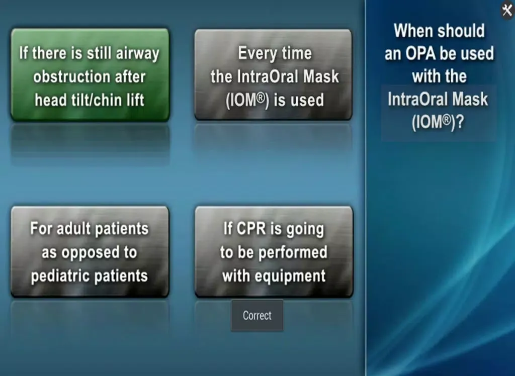 ภาพหน้าจอของ DeviceDrills: NuMask IOM® and OPA iPad 