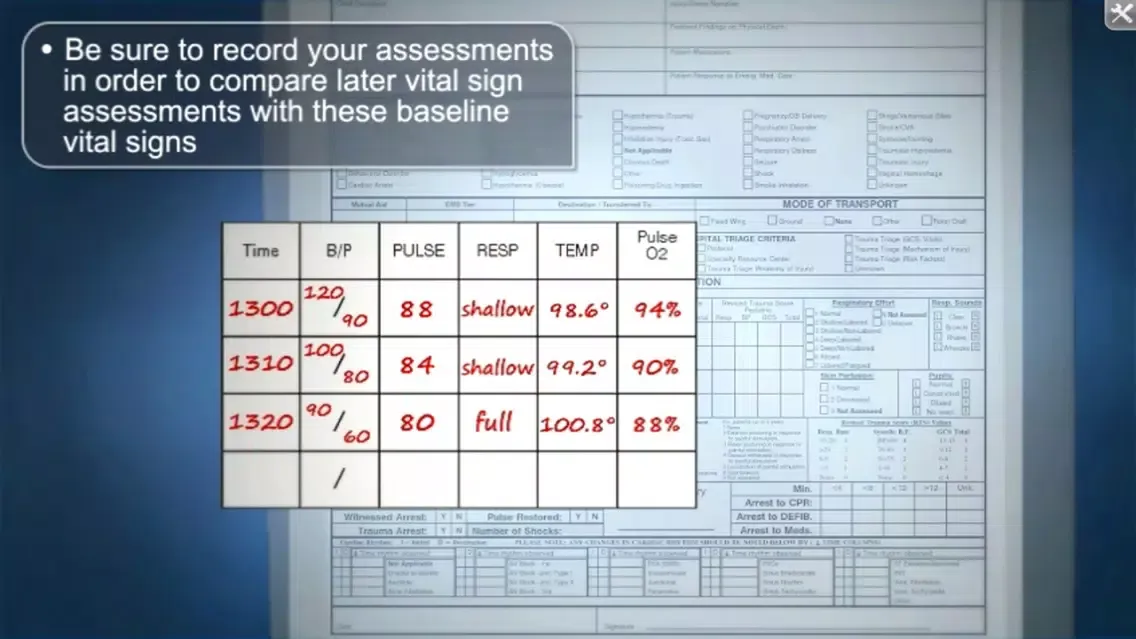 Secondary Assessment Medical Screenshots