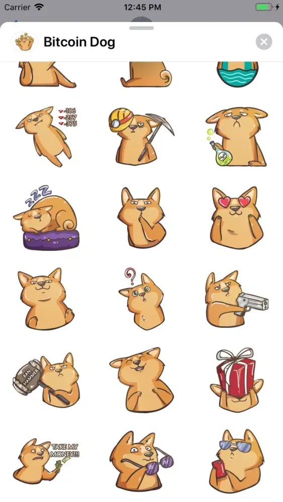 Bitcoin Dog Sticker Pack स्क्रीनशॉट