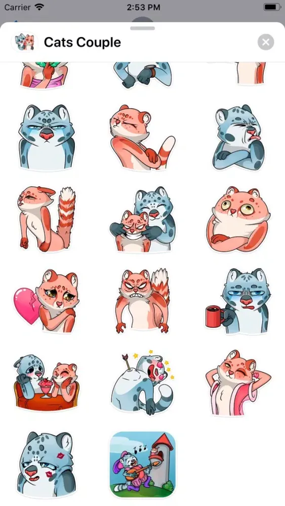 Zrzuty ekranu Cats Couple Sticker Pack
