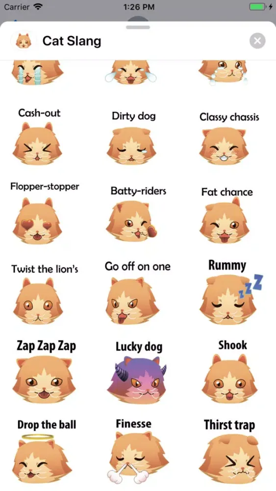 ภาพหน้าจอของ Cat Slang Sticker Pack